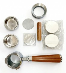 51mm Profesyonel Barista Seti - Ahşap Dipsiz Portafiltre & Full Aksesuar Kiti