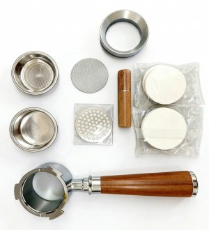 51mm Profesyonel Barista Seti - Ahşap Dipsiz Portafiltre & Full Aksesuar Kiti
