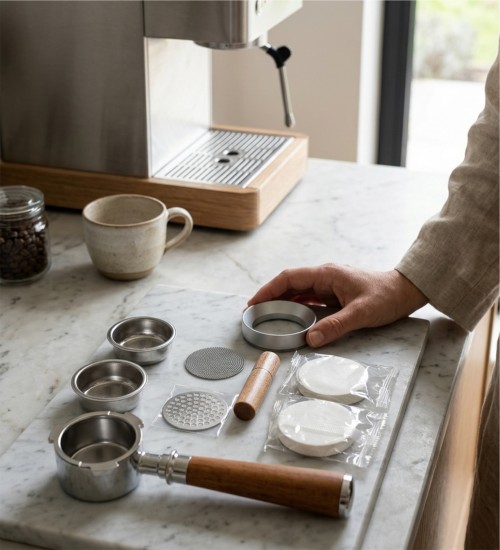 51mm Profesyonel Barista Seti - Ahşap Dipsiz Portafiltre & Full Aksesuar Kiti