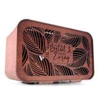 Takı / Zarf Sandığı - İsimli, Ahşap, Yaprak Desenli & Kalite - Özel Anılara Yakışır Şık ve Anlamlı Bir Sunum