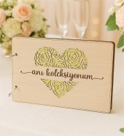 Kendin Yap Fotoğraf Albümü - Kalp Desenli Tasarım Ahşap Kapak ile Sevgiyi Sayfa Sayfa Yaşatın