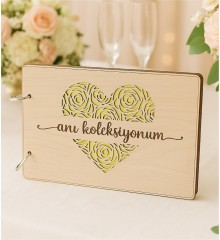 Kendin Yap Fotoğraf Albümü - Kalp Desenli Tasarım Ahşap Kapak ile Sevgiyi Sayfa Sayfa Yaşatın