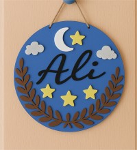 İsimli Ahşap Kapı Süsü - Erkek Bebek/Çocuk Odası İçin Mavi Tonlarıyla Huzurlu Bir Ortam Yaratın İsimli Ahşap Kapı Süsü - Erkek Bebek/Çocuk Odası İçin Mavi Tonlarıyla Huzurlu Bir Ortam Yaratın