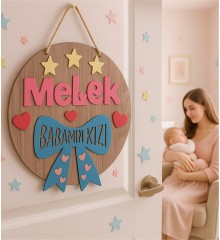 İsimli Kapı Süsü - Babasının Kızı Yazılı Kız Bebek/Çocuk Odası için Sevgiyle Hazırlanmış Şirin Bir Detay