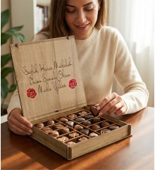 Doğum Günü Çikolatası - Mutlu Yıllar Mesajlı Ahşap Kutusuyla Kutlamalara Tatlı Bir Dokunuş