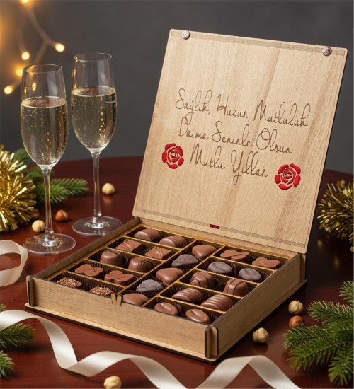 Doğum Günü Çikolatası - Mutlu Yıllar Mesajlı Ahşap Kutusuyla Kutlamalara Tatlı Bir Dokunuş