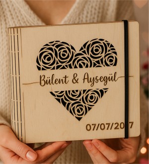 Fotoğraf Albümü - İsim Yazılı, Ahşap, Düğün ve Nişan Anıları ile Zamana İz Bırakın Fotoğraf Albümü - İsim Yazılı, Ahşap, Düğün ve Nişan Anıları ile Zamana İz Bırakın