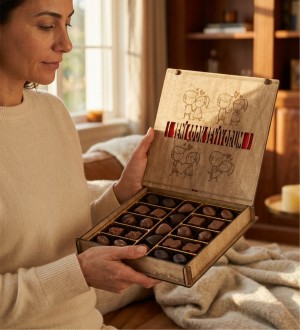 Hediyelik Çikolata Ahşap Kutulu - Seni Çok Seviyorum Yazılı, Sevginizi En Tatlı Cümleyle Sunmanın Yolu