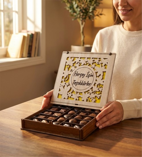 Hediyelik Çikolata - Her Şey İçin Teşekkürler Yazılı Kutusuyla Minnettarlığınızı Tatlı Bir Hediye ile Anlatın