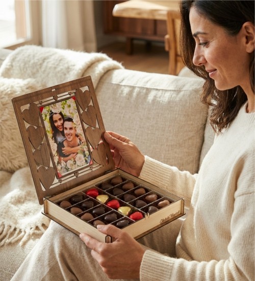 Hediyelik Kutulu Kalpli Çikolatalar - Fotoğraflı Kişiye Özel ile Anılarınızı Tatlı Bir Sürprize Dönüştürün