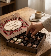 Hediyelik Çikolata - Kişiye Özel Mesajlı, Şık Ahşap Kutulu - Duygularınızı Zarifçe İfade Edin