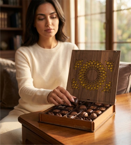 Hediyelik Çikolata - Şık, Motifli Ahşap Kutusunda, Spesiyal Lezzetlerle Hazırlanmış Anlamlı Bir Hediye