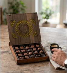 Hediyelik Çikolata - Şık, Motifli Ahşap Kutusunda, Spesiyal Lezzetlerle Hazırlanmış Anlamlı Bir Hediye