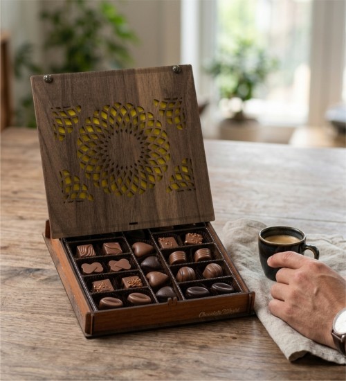 Hediyelik Çikolata - Şık, Motifli Ahşap Kutusunda, Spesiyal Lezzetlerle Hazırlanmış Anlamlı Bir Hediye