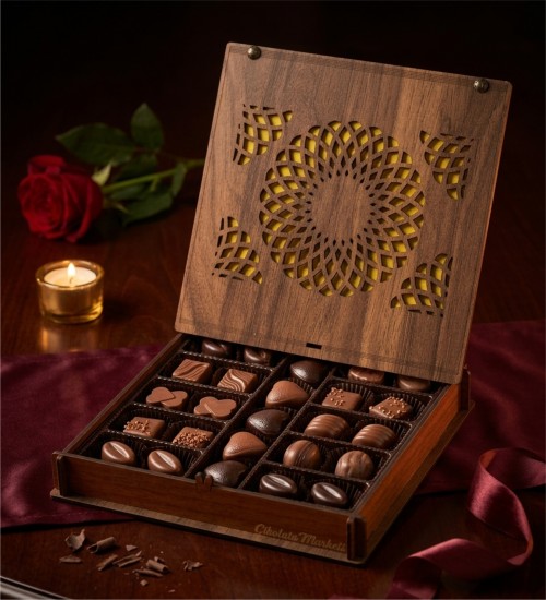 Hediyelik Çikolata - Şık, Motifli Ahşap Kutusunda, Spesiyal Lezzetlerle Hazırlanmış Anlamlı Bir Hediye