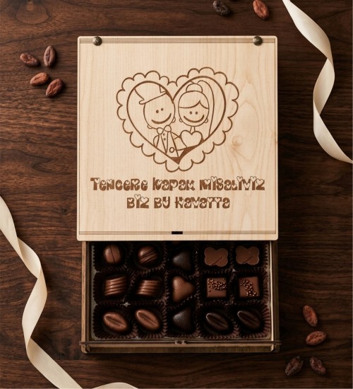 Hediyelik Çikolata -Tencere Kapak Misali- Yazılı Şık Kutulu, Birbirini Tamamlayan Aşklara Tatlı Bir Gönderme