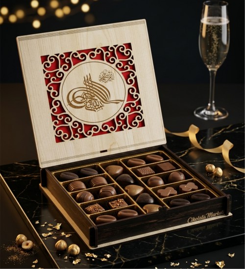 Hediyelik Kutulu Çikolata - Osmanlı Tuğralı Şık Tasarımıyla Geleneksel Zarafeti Modern Lezzetle Buluşturun