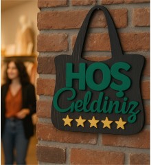 Hoş Geldiniz Kapı Süsü -Yıldızlı, Alışveriş Çantası- Tasarımı ile Eğlenceli ve Sıcacık Karşılama