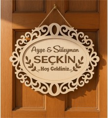 Kapı İsimliği - Doğal Renkli Ahşap, Kişiye Özel Lazer Tasarım ile Evinize Özgün Bir Dokunuş Katın