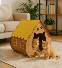 Kedi Evi - Hobbit Tarzı, Çift Renkli, Ahşap-Sarı Yaşam Alanı - Masalsı Bir Dokunuşla Kedinizin Dünyasını Güzelleştirin Kedi Evi - Hobbit Tarzı, Çift Renkli, Ahşap-Sarı Yaşam Alanı - Masalsı Bir Dokunuşla Kedinizin Dünyasını Güzelleştirin