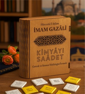 Kimya-yı Saadet / İmam Gazali - Çikolata Kitabı - Ahşap Kitap Kutulu, Hediye Çikolata