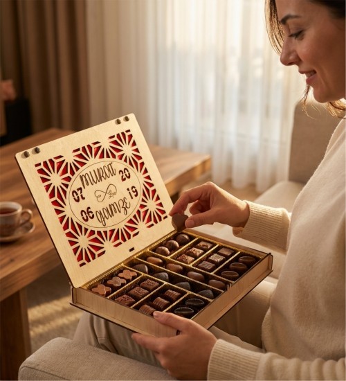 Kız İsteme Çikolatası - Büyük Boy İsimli & Tarihli Söz/Nişan için Geleneksel Anlara Tatlı Bir Dokunuş