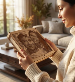 Kutulu Hediye Çikolata - Lazer İşlemeli Fotoğraflı Kişiye Özel - Anılarınızı Tatlı Bir Sanata Dönüştürün