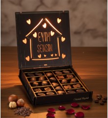 Romantik Çikolata Hediye - Evim Sensin Yazılı Kutulu Spesiyal - Sevdiğiniz Kişiye Kalbinizi Hediye Edin