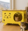 Kedi Evi - Kişiye Özel, İsimli, Sarı Ahşap, Şık ve Kullanışlı - Minik Dostlarınıza Konforlu ve Tarz Sahibi Bir Alan