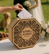 Takı / Zarf Kutusu - Kişiye Özel Sekizgen Tasarım Ahşap Sandık - Özel Günlere Yakışan Zarif ve Fonksiyonel