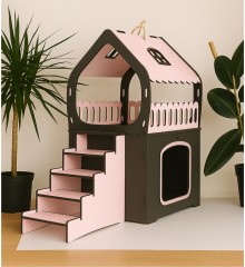 Kedi Evi Çift Katlı ve Teraslı - Bebek Pembesi + Antrasit Gri - Kediniz İçin Modern, Ferah ve Şık Bir Yaşam Alanı Kedi Evi Çift Katlı ve Teraslı - Bebek Pembesi + Antrasit Gri - Kediniz İçin Modern, Ferah ve Şık Bir Yaşam Alanı