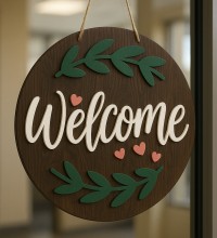 Kalpli Kapı Süsü -Welcome- Yazılı Ağaç Dalı Süslemeli Ahşap ile Sevgi Dolu Bir Giriş Atmosferi Kalpli Kapı Süsü -Welcome- Yazılı Ağaç Dalı Süslemeli Ahşap ile Sevgi Dolu Bir Giriş Atmosferi