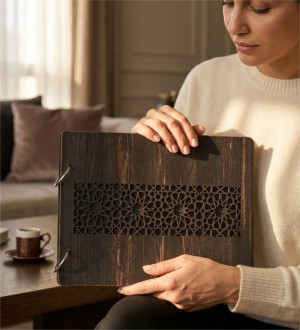 Ahşap Kendin Yap Fotoğraf Albümü - Selçuklu Yıldızı Süslemeli - Anılarınıza Tarihî Bir Estetik Katın