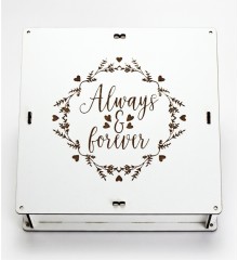 Boş Hediye Kutusu - Always & Forever Yazılı Şık Ahşap Tasarım - Kendi Hediyenizi Oluşturmanın En Zarif Yolu