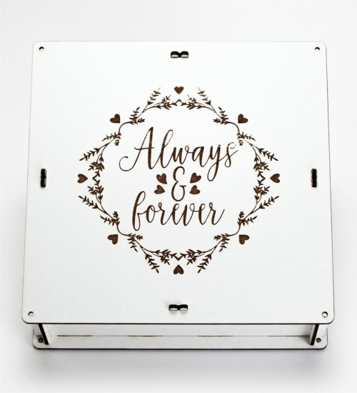 Boş Hediye Kutusu - Always & Forever Yazılı Şık Ahşap Tasarım - Kendi Hediyenizi Oluşturmanın En Zarif Yolu