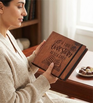 Fotoğraf Albümü -A True Love Story Never Ends- Yazılı, Ahşap ile Sonsuz Aşkınıza Sayfa Sayfa Tanıklık Edin