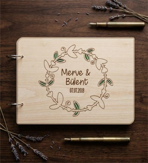 Kendin Yap Fotoğraf Albümü - İsimli, Tarihli ve Çiçek Desenli Özel Tasarım - Anılarınızı Çiçeklerle Süsleyin