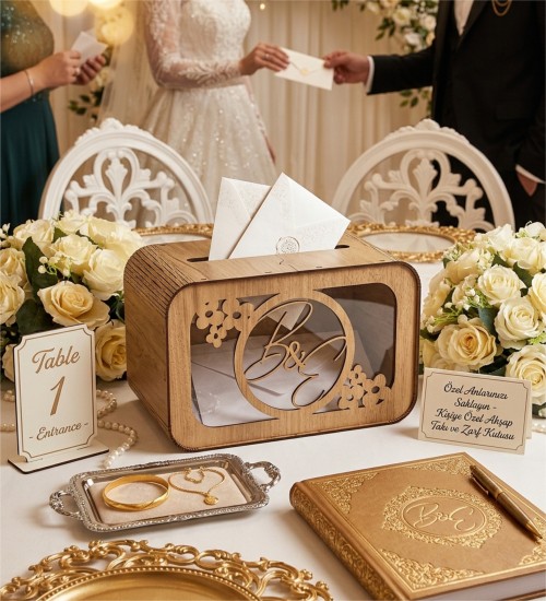 Takı / Zarf Sandığı - Şık Tasarım, Şeffaf Pleksili, Ahşap - Zarafet ve Fonksiyonelliği Buluşturan Özel Bir Parça