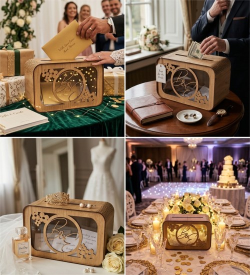 Takı / Zarf Sandığı - Şık Tasarım, Şeffaf Pleksili, Ahşap - Zarafet ve Fonksiyonelliği Buluşturan Özel Bir Parça