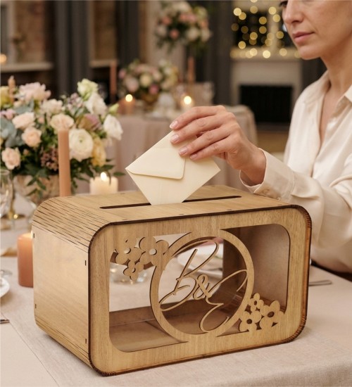 Takı / Zarf Sandığı - Şık Tasarım, Şeffaf Pleksili, Ahşap - Zarafet ve Fonksiyonelliği Buluşturan Özel Bir Parça