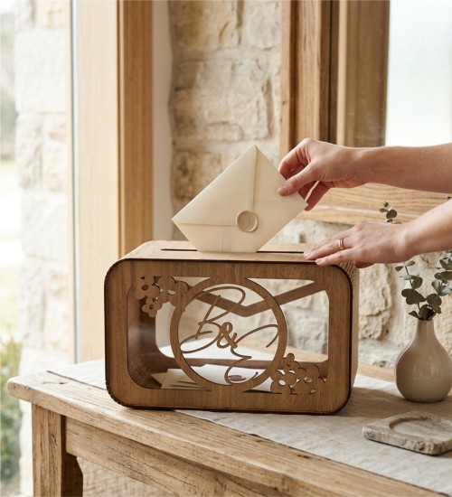 Takı / Zarf Sandığı - Şık Tasarım, Şeffaf Pleksili, Ahşap - Zarafet ve Fonksiyonelliği Buluşturan Özel Bir Parça