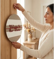 Ahşap Kapı/Duvar Süsü -Welcome To Our Home- Yazılı Şık Tasarımı ile Misafirlerinize Sevgiyle Merhaba Deyin