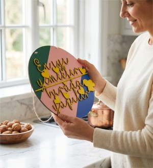 Duvar/Kapı Süsü Mutfak İçin - En İyi Yemekler Burada Yapılır Yazısı ile Ailenizin Kalbine Dokunun