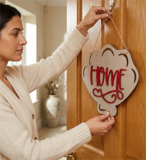 Kapı/Duvar Süsü -Home- Yazılı, Deniz Kabuğu Temalı Tasarım ile Ferah ve Doğadan Esintiler Getirin