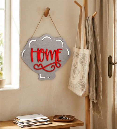 Kapı/Duvar Süsü -Home- Yazılı, Deniz Kabuğu Temalı Tasarım ile Ferah ve Doğadan Esintiler Getirin