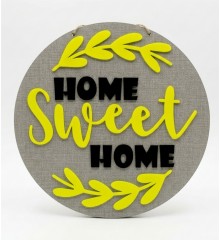Kapı Süsü Pleksi + Ahşap - Home Sweet Home Yazılı, Süslemeli - Evinizin Girişine Sıcacık ve Zarif Bir Karşılama