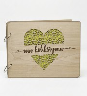 Kendin Yap Fotoğraf Albümü - Kalp Desenli Tasarım Ahşap Kapak ile Sevgiyi Sayfa Sayfa Yaşatın