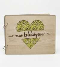 Kendin Yap Fotoğraf Albümü - Kalp Desenli Tasarım Ahşap Kapak ile Sevgiyi Sayfa Sayfa Yaşatın