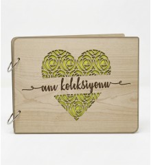 Kendin Yap Fotoğraf Albümü - Kalp Desenli Tasarım Ahşap Kapak ile Sevgiyi Sayfa Sayfa Yaşatın
