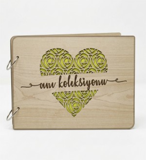 Kendin Yap Fotoğraf Albümü - Kalp Desenli Tasarım Ahşap Kapak ile Sevgiyi Sayfa Sayfa Yaşatın